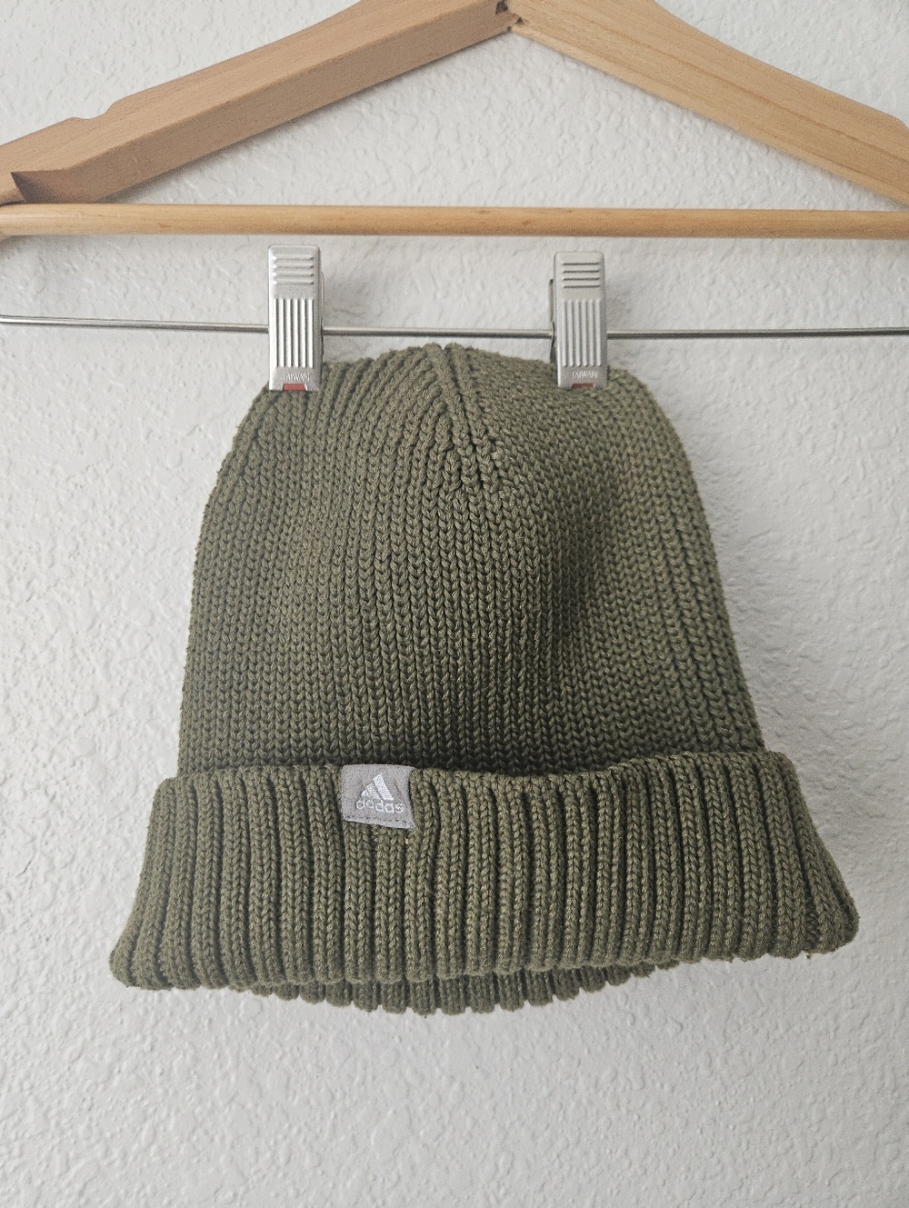 adidas knit ribbed beanie, green